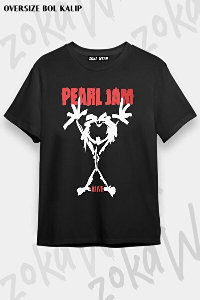 ZOKAWEAR Tricou oversize unisex cu model Pearl Jam, Alive, Rock