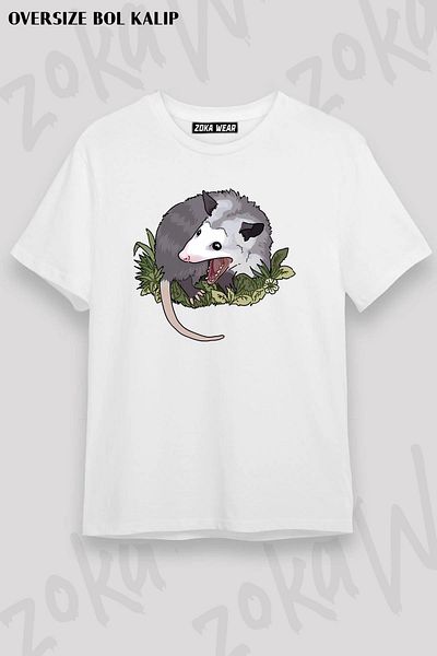 ZOKAWEAR Μπλουζάκι με στάμπα Unisex Oversize Screaming Possum Design