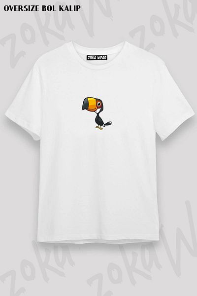 ZOKAWEAR Unisex Oversize Toucan με στάμπα χαριτωμένο μπλουζάκι με πουλί τουκάν