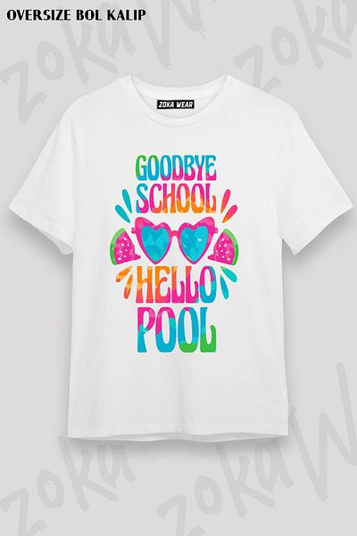 ZOKAWEAR Μπλουζάκι με στάμπα Unisex Oversize Summer Vacation Hello Pool Design