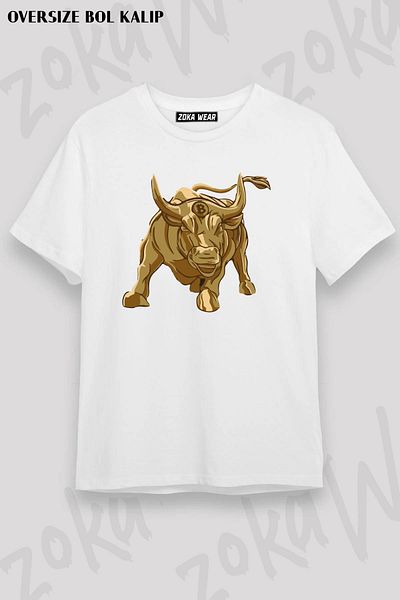 ZOKAWEAR Tricou imprimat unisex oversize cu design Bitcoin Bull Season