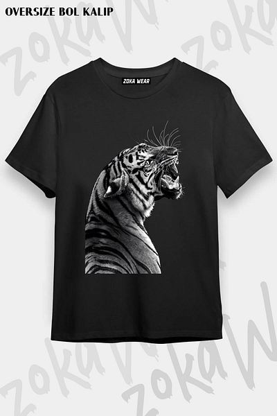 ZOKAWEAR Tricou unisex oversize cu imprimeu Tiger V4 Design