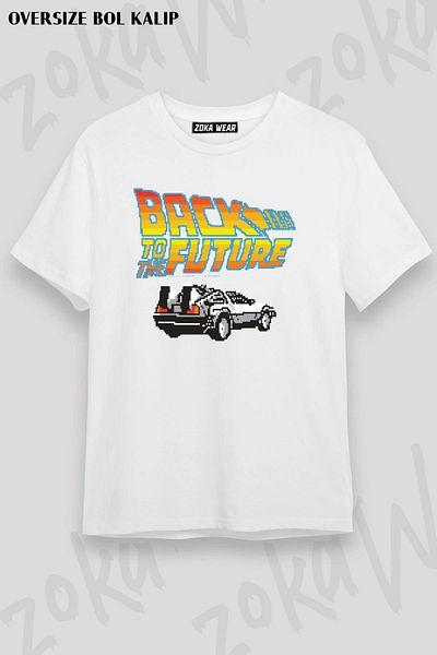 ZOKAWEAR Μπλουζάκι Unisex Oversize 'Back to the Future' 8-bit Delorean με σχέδιο