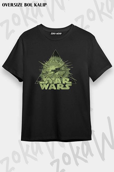 ZOKAWEAR Μπλουζάκι με στάμπα Unisex Oversize Starwars Green Triangle Ship Design