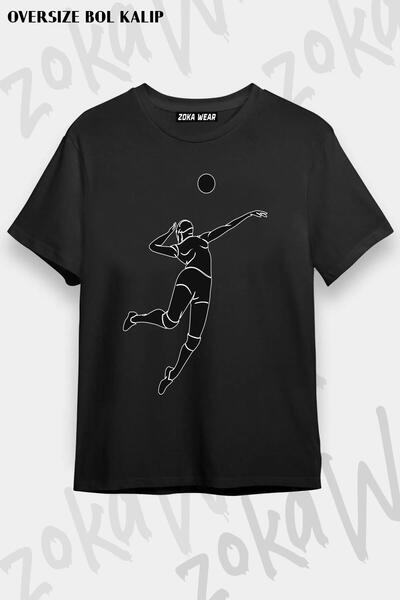 ZOKAWEAR Tricou unisex oversize cu imprimeu V7 pentru volei