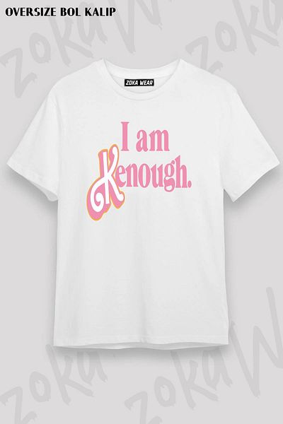 ZOKAWEAR Unisex Oversize Mold I am kenough Σχέδιο λογότυπου Τυπωμένο μπλουζάκι