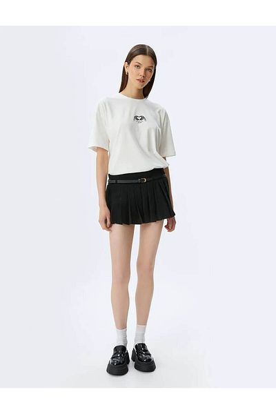 Koton Oversize Back Printed Slogan Crew Neck Short Sleeve T-Shirt