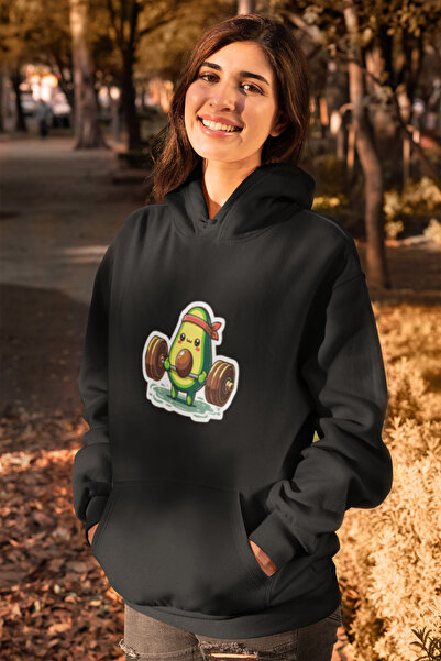 MG سويت شيرت نسائي من القطن بأكمام طويلة مطبوع عليه شريط الأفوكادو 3 خيوط