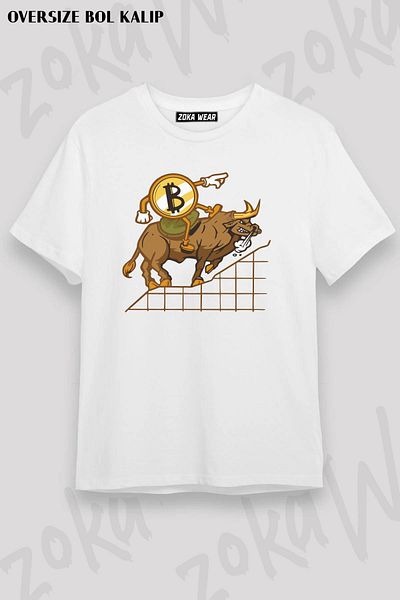 ZOKAWEAR Μπλουζάκι με στάμπα Unisex Oversize Taurus Bitcoin Design