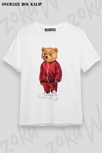 ZOKAWEAR Μπλουζάκι με στάμπα Unisex Oversize Athlete Cool Bear Teddy Bear με σχέδιο