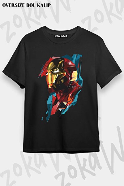 ZOKAWEAR Unisex Oversize Kalıp Iron man Tasarım Baskılı Tshirt