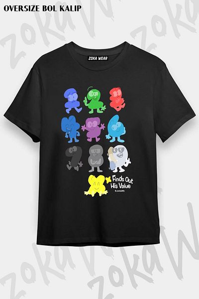 ZOKAWEAR Unisex Oversize Mold BFDI X Ανακαλύπτει την Αξία του Cast 2 Σχέδιο εμπριμέ μπλουζάκι
