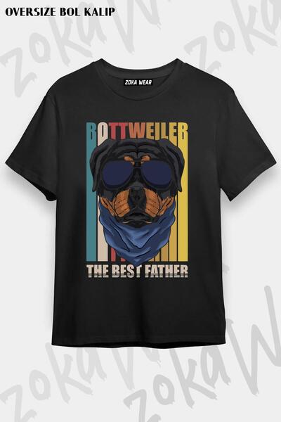 ZOKAWEAR Tricou unisex oversize Rottweiler The Best Father Design imprimat
