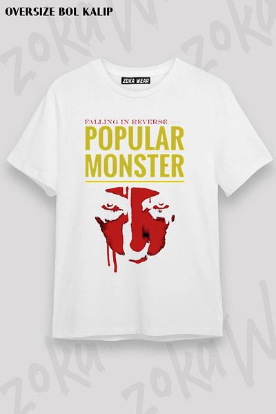 ZOKAWEAR Unisex Oversize Mold που πέφτει στην αντίστροφη δημοφιλής μπλούζα με στάμπα Monster Design