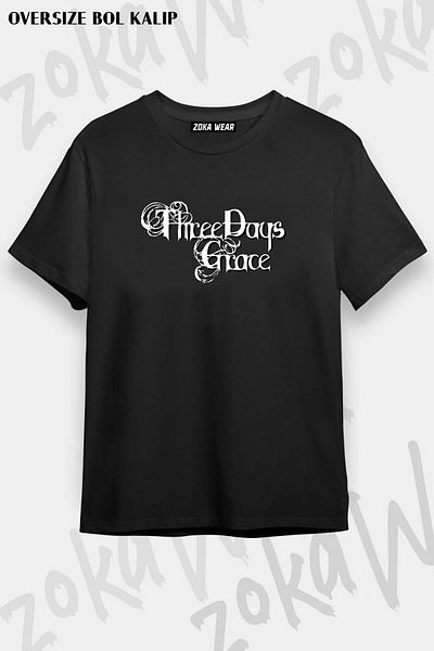 ZOKAWEAR Tricou imprimat unisex oversize cu logo-ul Three Days Grace