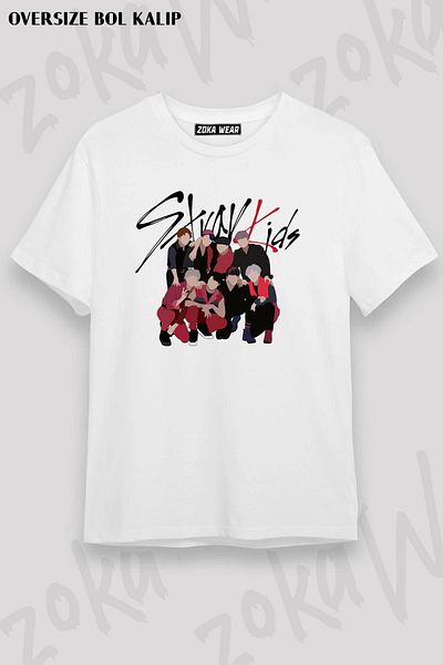 ZOKAWEAR Μπλουζάκι με στάμπα Unisex Oversize Stray Kids K pop 2 Design