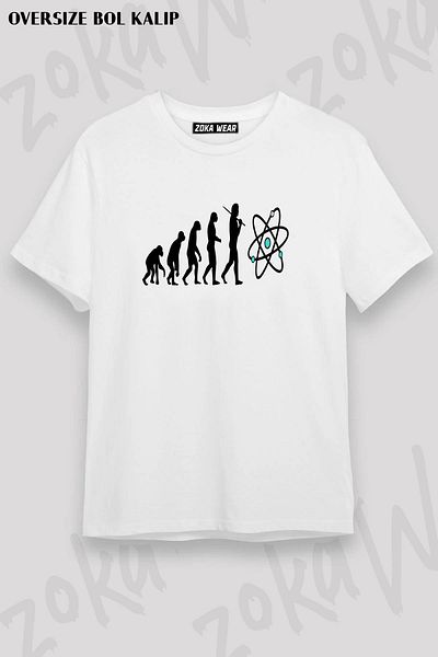 ZOKAWEAR Tricou unisex oversize Fit Science Evolution Atom Design imprimat