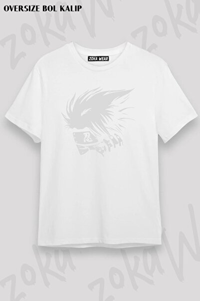 ZOKAWEAR تي شيرت مطبوع بتصميم وجه كاكاشي هاتاكي كبير الحجم للجنسين