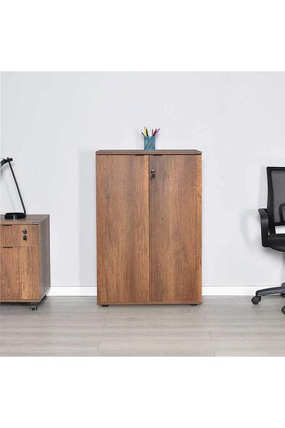 Adore Adore Rio bookcase, 2 doors with lock, 3 shelves, 72 x 109 x 34 cm - Walnut