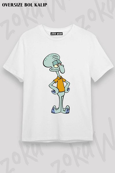 ZOKAWEAR Tricou unisex oversize cu imprimeu Squidward Design