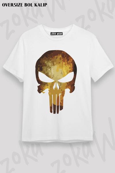ZOKAWEAR Tricou imprimat unisex oversize Mold Punisher Skull Logo Design