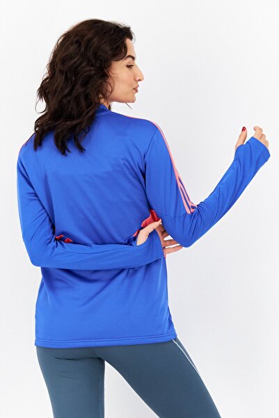 adidas بلوزة رياضية نسائية بأكمام طويلة، باللون الأزرق