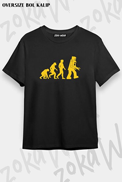 ZOKAWEAR Μπλουζάκι με στάμπα Unisex Oversize Fit Sheldon Robot Evolution Design