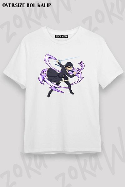 ZOKAWEAR Μπλουζάκι με στάμπα Unisex Oversize Sword Art Online με σχέδιο Kirito