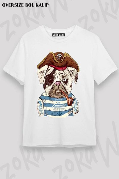 ZOKAWEAR Μπλουζάκι με στάμπα Unisex Oversize Pirate Dog Design