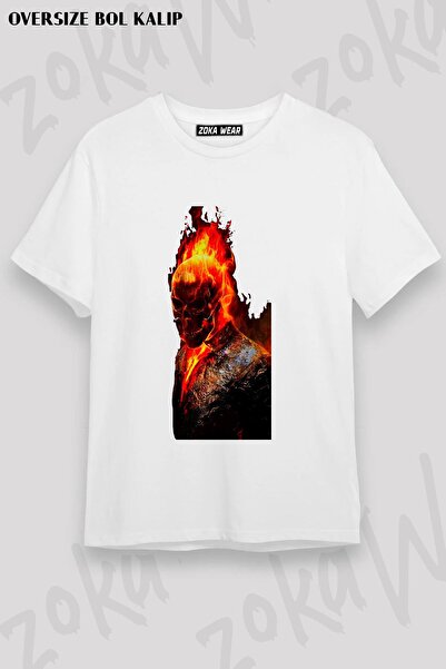 ZOKAWEAR Unisex Oversize kroj Mold Ghost Rider Dizajn Štampano Majica