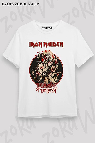 ZOKAWEAR Unisex Oversize Mold Iron Maiden Number Design Printed Tshirt