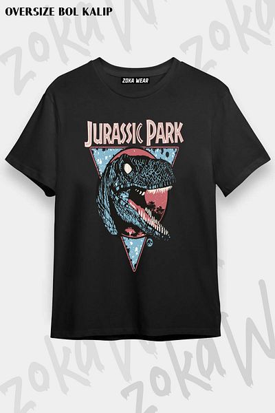 ZOKAWEAR Tricou unisex oversize cu imprimeu Jurassic Park New Wave Design