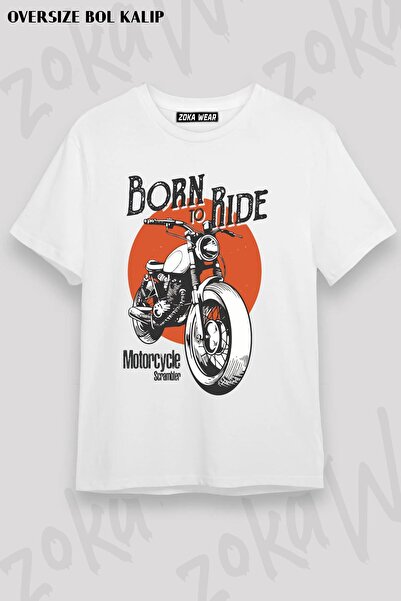 ZOKAWEAR Tricou imprimat unisex oversize Biker Driving Until Death Design
