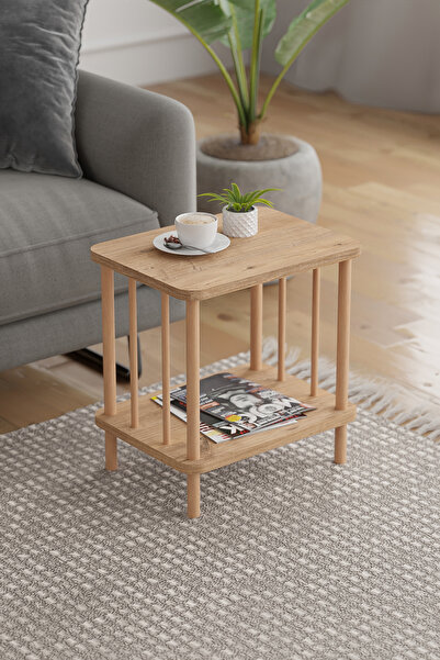 EGEMODÜLER 2 Raflı Parmaklıklı Yan Sehpa Geniş Gazetelik Kitaplık Çiçeklik Ko...