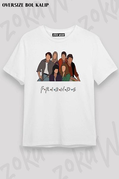 ZOKAWEAR Unisex Oversize Fit Friends, Τυπωμένο μπλουζάκι με σχέδιο τηλεοπτικής σειράς