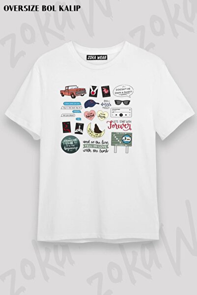 ZOKAWEAR Tricou imprimat unisex oversize, film și carte, cu design artistic