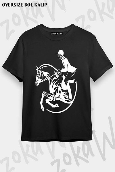 ZOKAWEAR Μπλουζάκι με στάμπα Unisex Oversize Horse Race Horse Race 2 Design