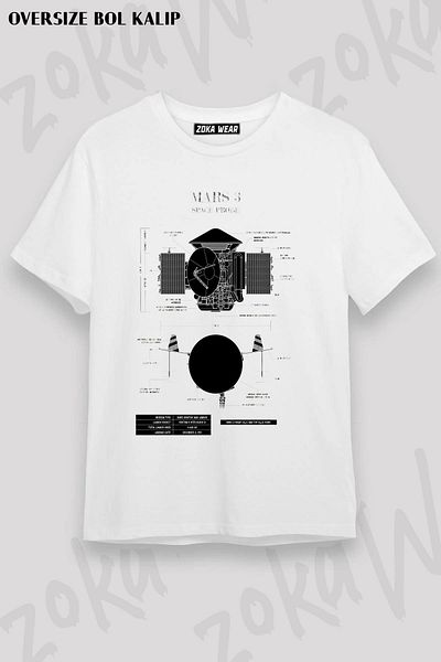 ZOKAWEAR Μπλουζάκι Unisex Oversize Space Probe Soviet Mars 3 - Εκτυπωμένο σχέδιο