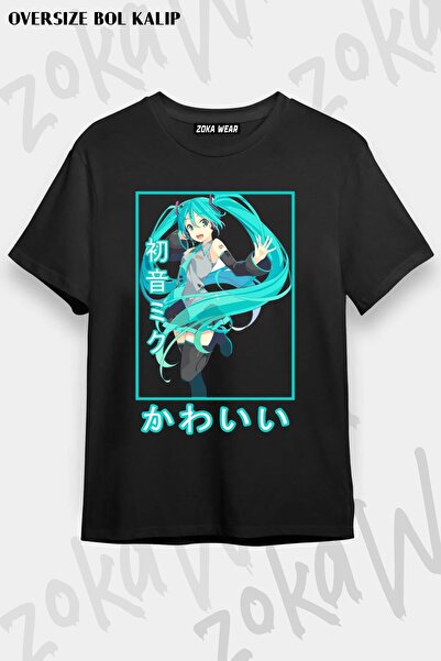 ZOKAWEAR Tricou unisex oversize cu imprimeu Hatsune Miku v2