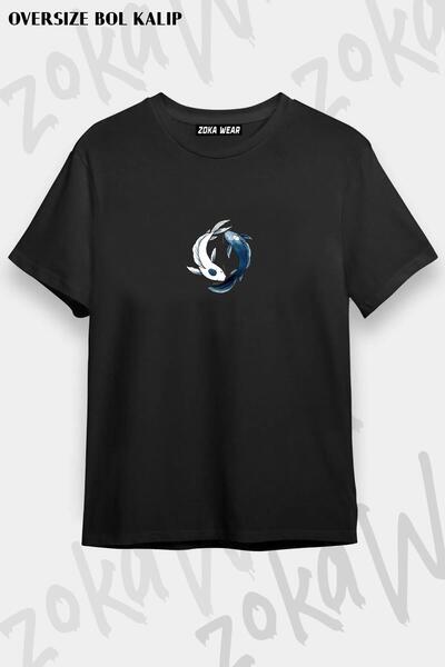 ZOKAWEAR Unisex Oversize Mold Tui and La Yin Yang Koi Design Printed Tshirt