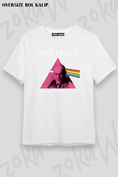 ZOKAWEAR Μπλουζάκι με στάμπα Unisex Oversize Pink Freud Dark Side Design