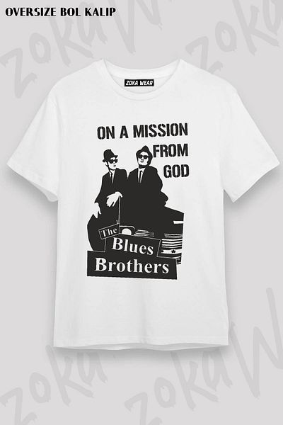 ZOKAWEAR Unisex Oversize Fit Blues Brothers On a Mission Σχεδιασμός εμπριμέ μπλουζάκι
