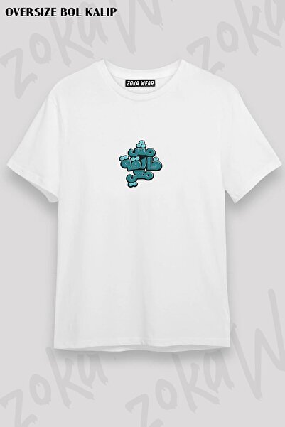 ZOKAWEAR تيشيرت مطبوع بتصميم توضيحي عربي كبير الحجم للجنسين