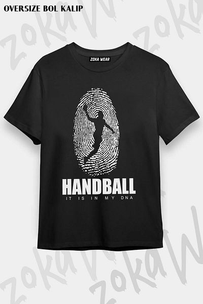 ZOKAWEAR Tricou unisex oversize cu imprimeu cu design DNA pentru handbal