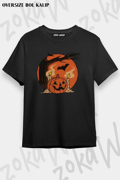 ZOKAWEAR Unisex velika vintage majica sa štampanom scenom bundeve za Noć veštica