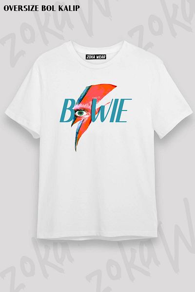 ZOKAWEAR David Bowie - Unisex Oversize Lightning Pop Art T-Shirt με στάμπα