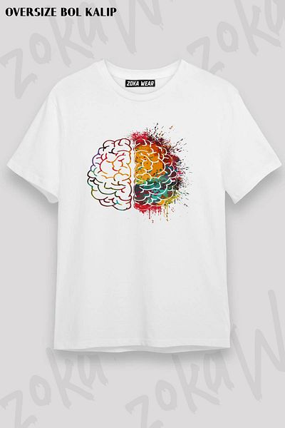 ZOKAWEAR Μπλουζάκι με στάμπα Unisex Oversize Right and Left Brain 2 Design