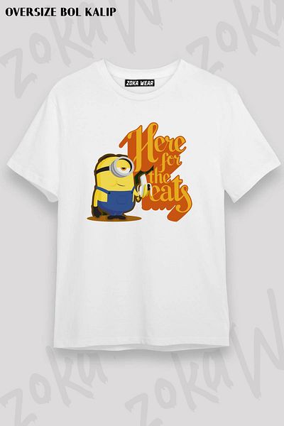 ZOKAWEAR Μπλουζάκι με στάμπα Unisex Oversize Fit Minions Stuart Eating Design