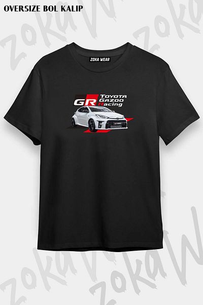 ZOKAWEAR Tricou imprimat unisex oversize Toyota gr Yaris Gazoo Racing Design