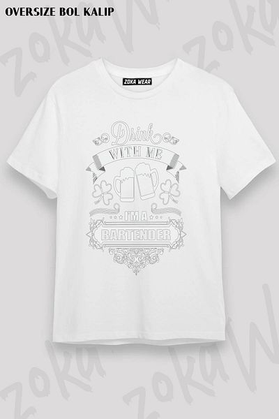 ZOKAWEAR Tricou imprimat unisex oversize cu design barman